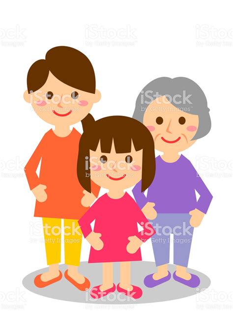 Familia Sonriente De Tres Abuela Madre E Hija Todo El Cuerpo