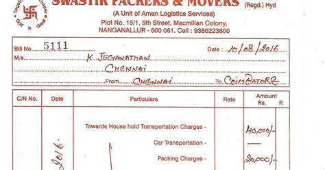 100 9380223600 Original Gst Packers Movers Bill For Claim Chennai Hyderabad Bangalore Pune