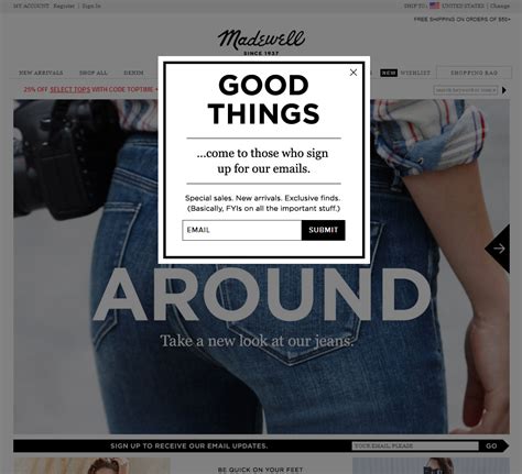 Madewell Newsletter Signup Pop Up Example The Best Of Email