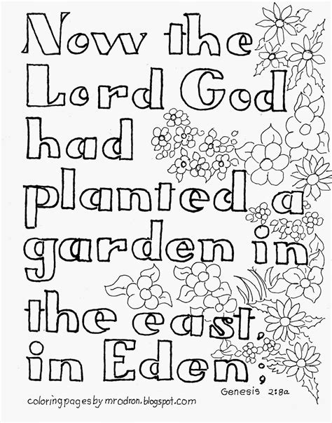Coloring Pages For Kids By Mr Adron Garden Of Eden Bible Verse Free