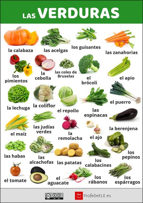 Infografía Del Vocabulario De Las Verduras Profedeelees