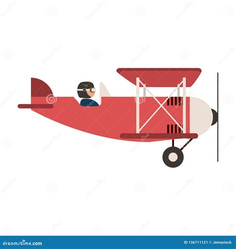 Pilot Flying An Airplane On White Background Stock Photography