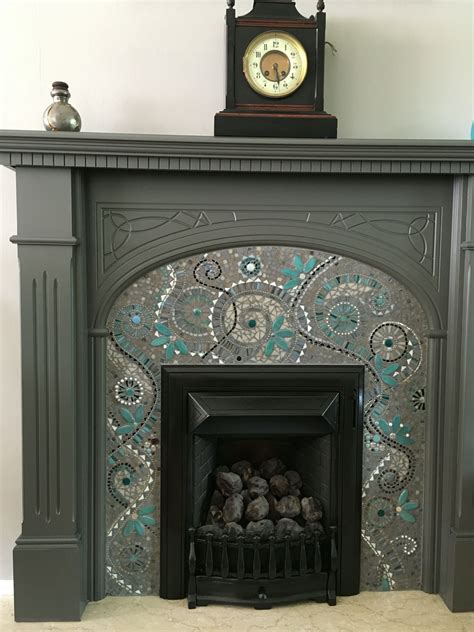 See more ideas about fireplace surrounds, fireplace, glass tile fireplace. Mosaic fireplace surround made with glass tiles, wall ...