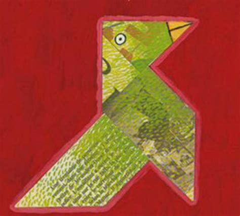 An Image Of A Bird Made Out Of Paper On A Red Background With The Letter K