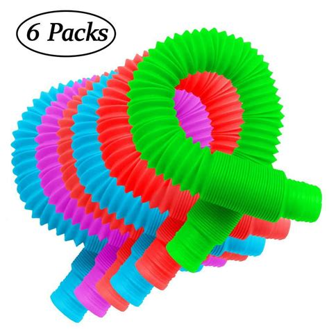 6 Pack Pop Tubes Sensory Toy Multi Color Stretch Pipe Sensory Toys For