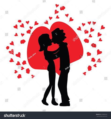 Romantic Couple Love Kissing Vector Illustration Stock Vector 329985242