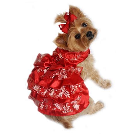 Red White And Gold Organza Dog Dress At Baxterboo Dog Clothes Dog
