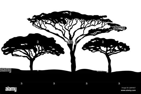 African Landscape Silhouette Vector Illustration Stock Vector Image