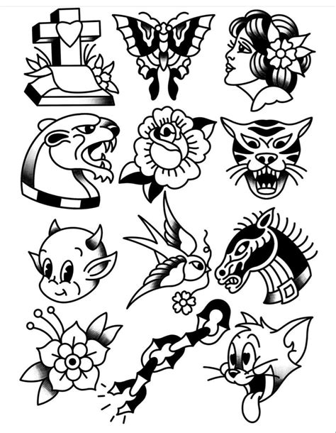 Traditional Tattoo Flash Sheets Traditional Black Tattoo Traditional Tattoo Old School