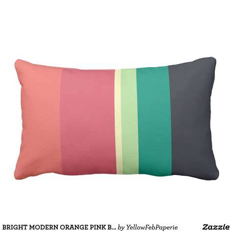 Bright Modern Orange Pink Blue Green Navy Stripe Lumbar Pillow Zazzle