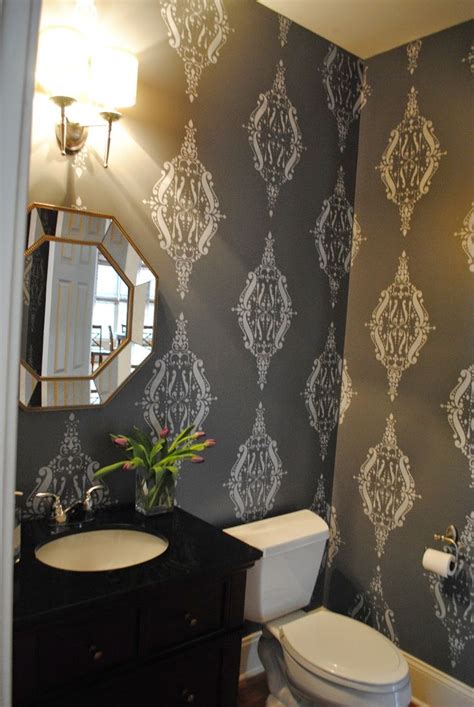 A Bold And Dramatic Powder Room A Stencil Project Stencil Projects