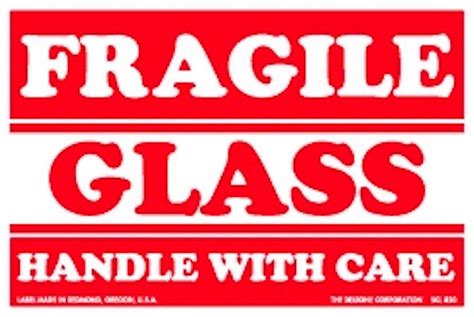 Fragile Glass Labels 3 X 5