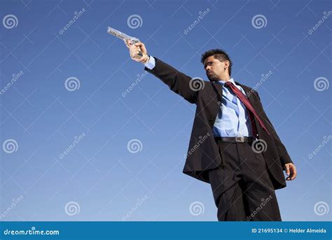Businessman Aiming A Handgun Stock Photo Image Of Criminal Elegance