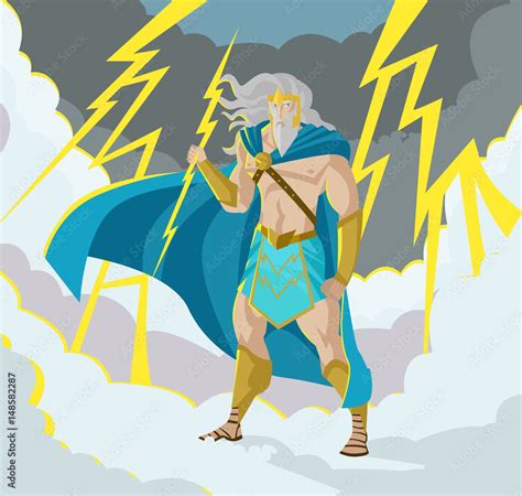 Zeus Jupiter God Of The Thunder And Lighting Bolt Ray In Storm Olympus