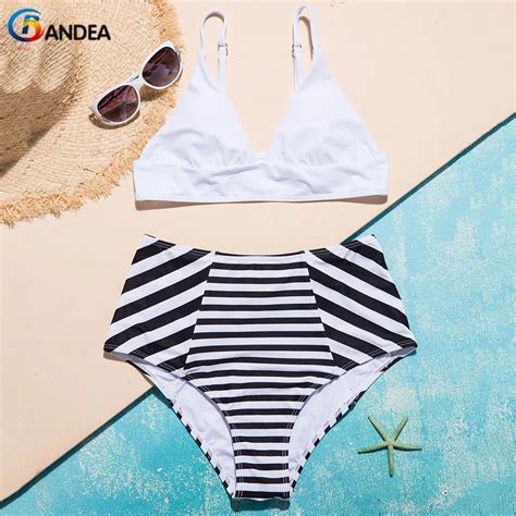 Bandea Summer Women High Waist Bikini Set Sexy Padded Swimsuit Beach Bandage Swimwear Black