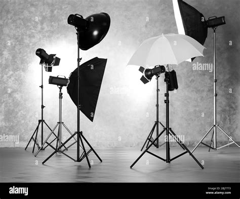 Empty Photo Studio With Lighting Equipment Stock Photo Alamy