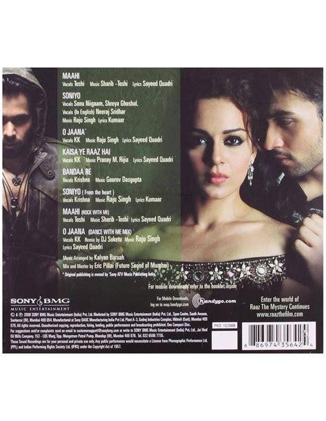 The mystery continues' is bollywood's supernatural horror film, made in 2009. Raaz - The Mystery Continues CD