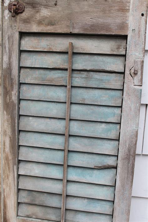 A Pair Of Vintage Old Wood Shutters 47 Faded Green Etsy Wood