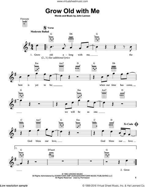 Grow Old With Me Sheet Music For Ukulele PDF Interactive