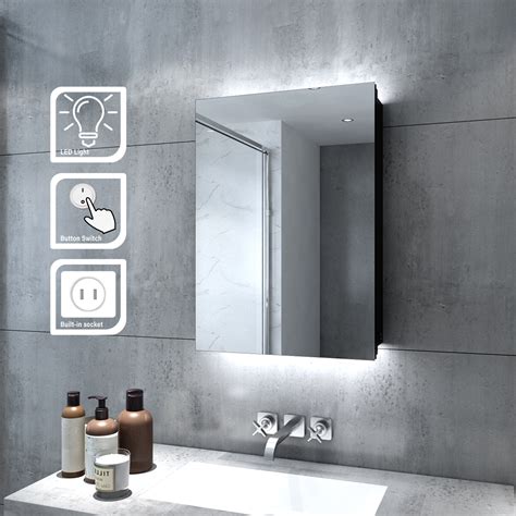 Led Bathroom Mirror Cabinet With Shaver Socket Storagedemistersensor Switch Ebay