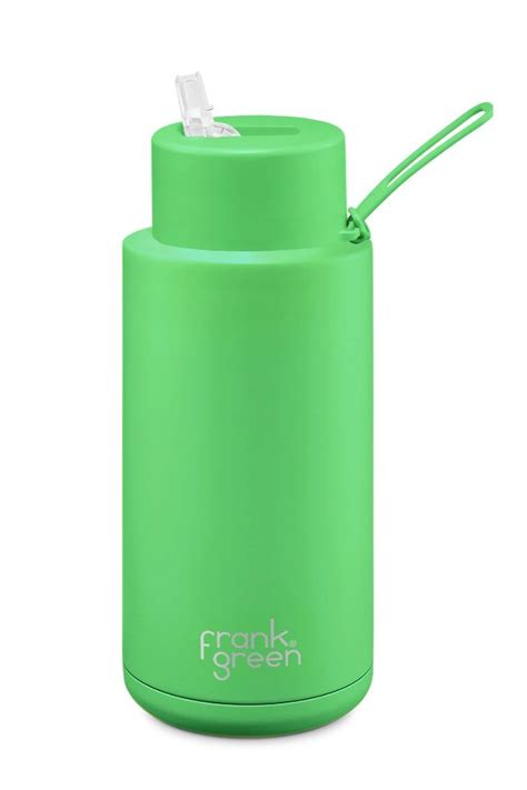 Frank Green 34oz 1000ml Ceramic Reusable Bottle Neon Green In 2022