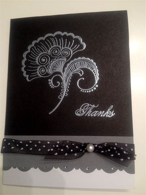 Make your own card online. Black and silver embossed thank you card | Greeting cards ...