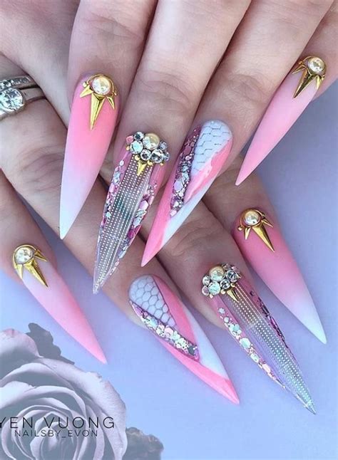 Beautiful Stiletto Nails Art Designs And Acrylic Nails Ideas Lily Fashion Style Pink