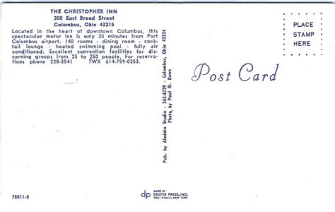 the christopher inn columbus ohio vtg chrome united states ohio columbus postcard
