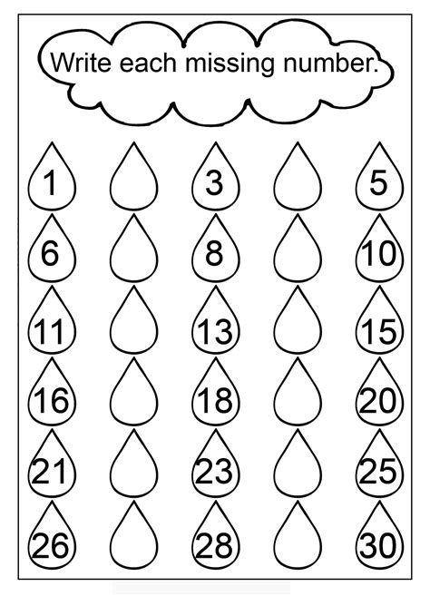Numbers 1 30 Worksheets For Kindergarten
