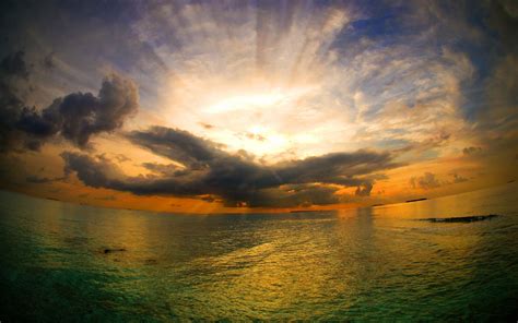 Wallpaper Sunlight Sunset Sea Reflection Sky Clouds Sunrise