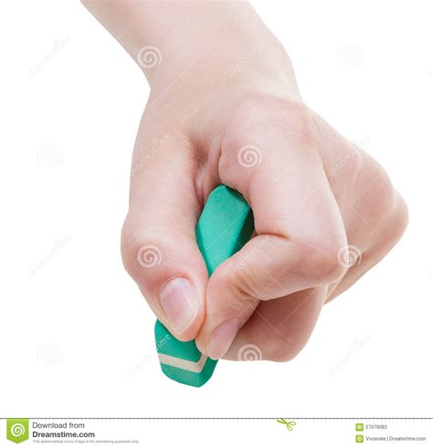 Front View Of Hand With Rubber Eraser Close Up Stock Image Image Of