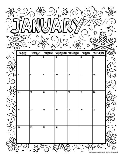 16 Printable Colouring Calendar 2018 Coloring Calendar Calendar