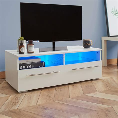 Buy WestWood LED TV Unit Stand High Gloss Front Matt Body Cabinet White Bright Blue LED