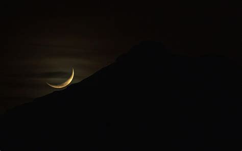 Moon Set Mountain Silhouette Dark Evening 5k Imac Wallpaper Download