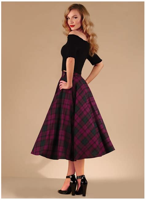 Lindsay Tartan Vintage Style Bonny Skirt With Pockets Fashion