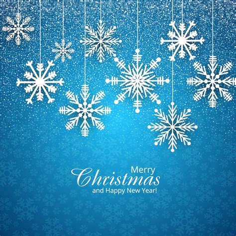 Free Vector Snowflakes Card For Merry Christmas Blue