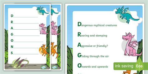 Dragons Acrostic Poem Example Teacher Made Twinkl