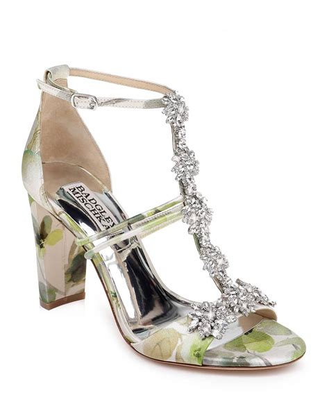 Badgley Mischka Laney Embellished Jacquard Sandals Neiman Marcus