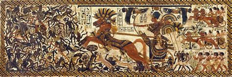 Egyptian Pharaoh Tutankhamun Riding A Chariot Leading Soldiers Into