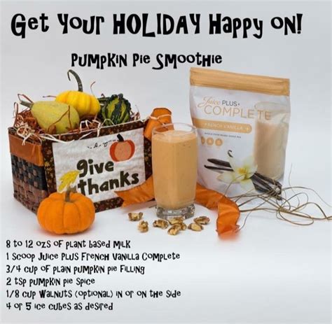 Refreshing modular protein for a fresh flavour with functional nutrition. Pumpkin Pie Smoothie ~ Juice Plus Complete protein shake ...