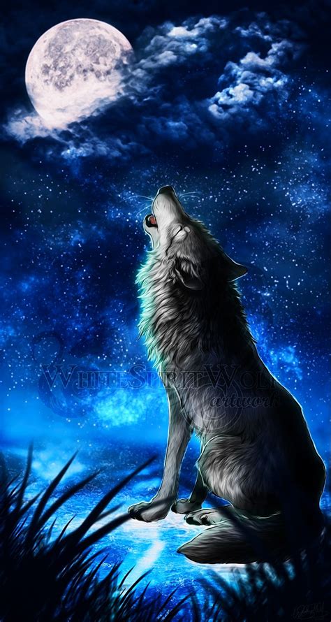 Howling Moon By Whitespiritwolf On Deviantart Wolf Painting