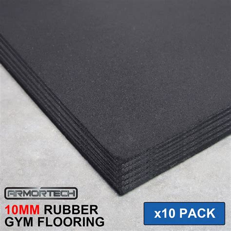 10mm Black Commercial Rubber Flooring - 10 Pack