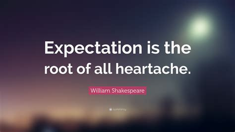 William Shakespeare Quote “expectation Is The Root Of All Heartache”