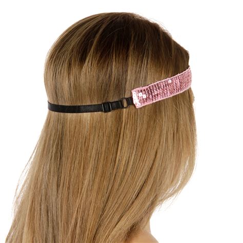 Wholesale M01e Gold Sequin Headband Pink