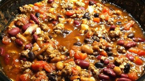 Barbecue sauce, green bell pepper, baked beans, yellow onion and 7 more. Slow Cooker 3-Bean Chili | Recipe in 2020 | 3 bean chili ...