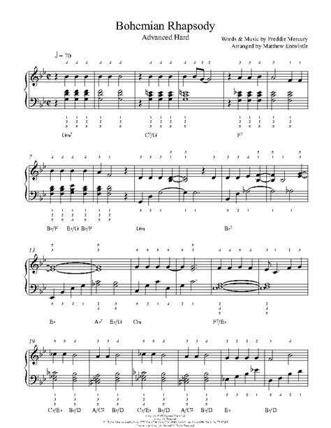 The free bohemian rhapsody piano sheet music peaked on the first position in the united kingdom singles chart and stayed there for nine straight weeks. Bohemian Rhapsody by Queen Piano Sheet Music | Advanced Level