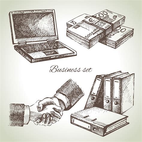 Premium Vector Business Set Hand Drawn Illustrations