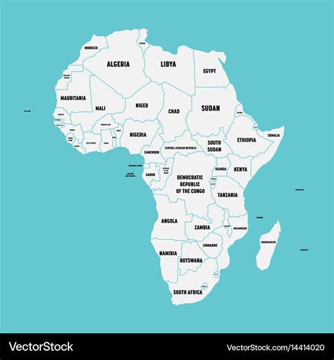Simple Flat Map Of Africa Continent With National Vector Image