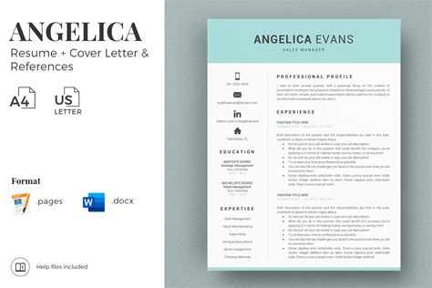 Professional with cover letter resume template. Sales Resume Template design for Microsoft Word and Mac ...