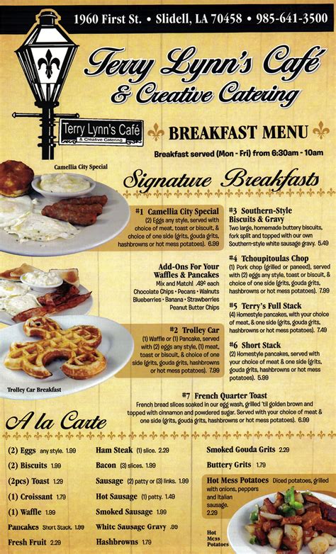 Breakfast Menu Terry Lynns Cafe And Creative Catering
